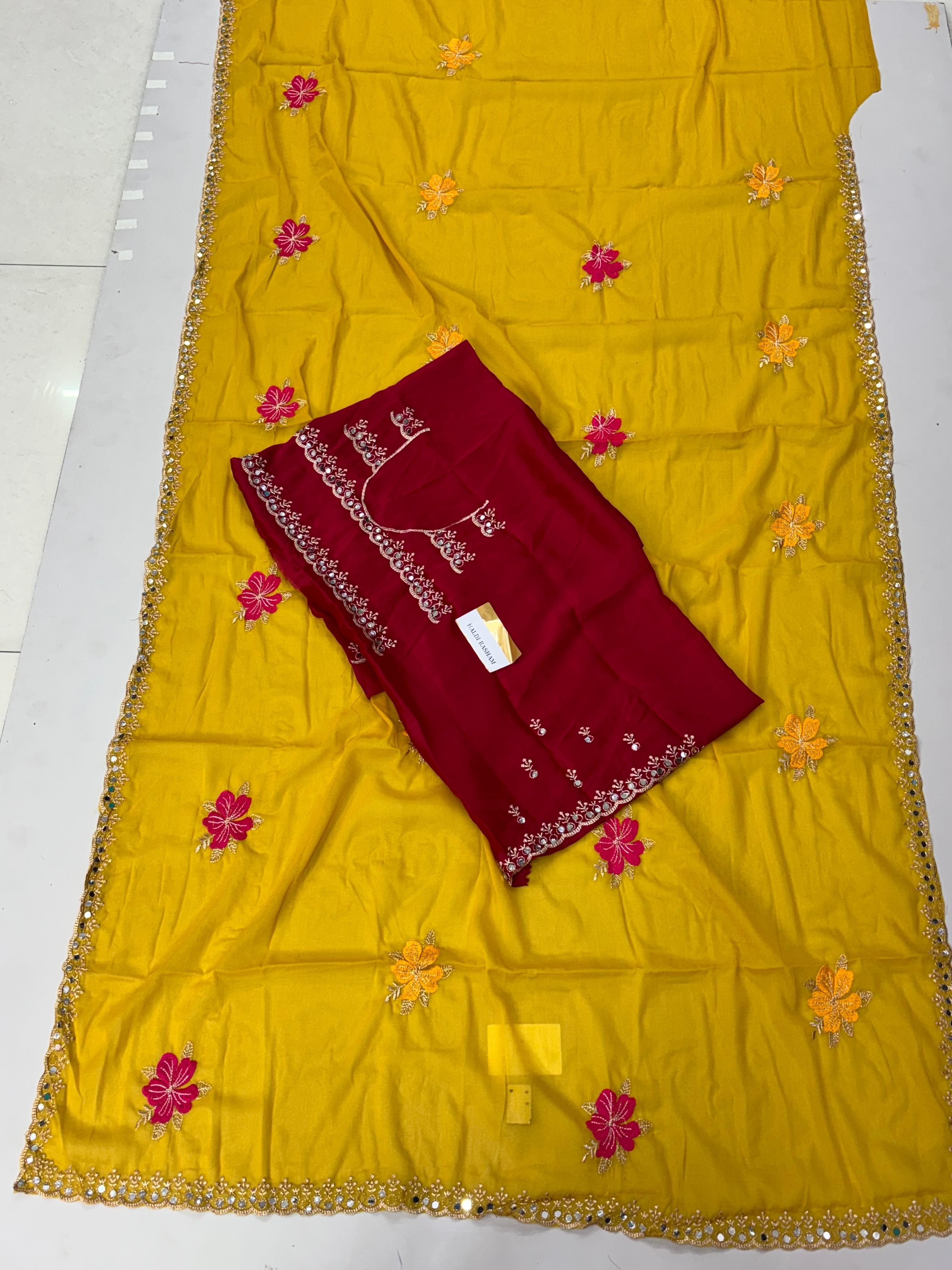Haldi Resham Saree