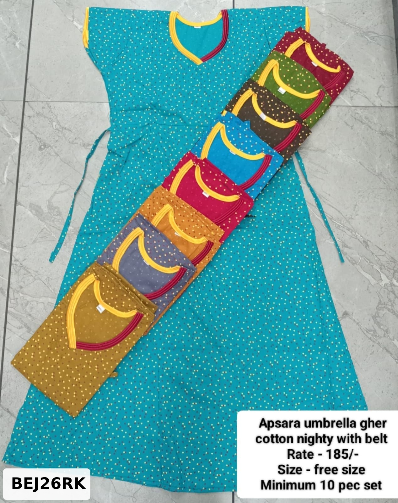 Apsara Umbrella Gher Cotton Nighty With Belt