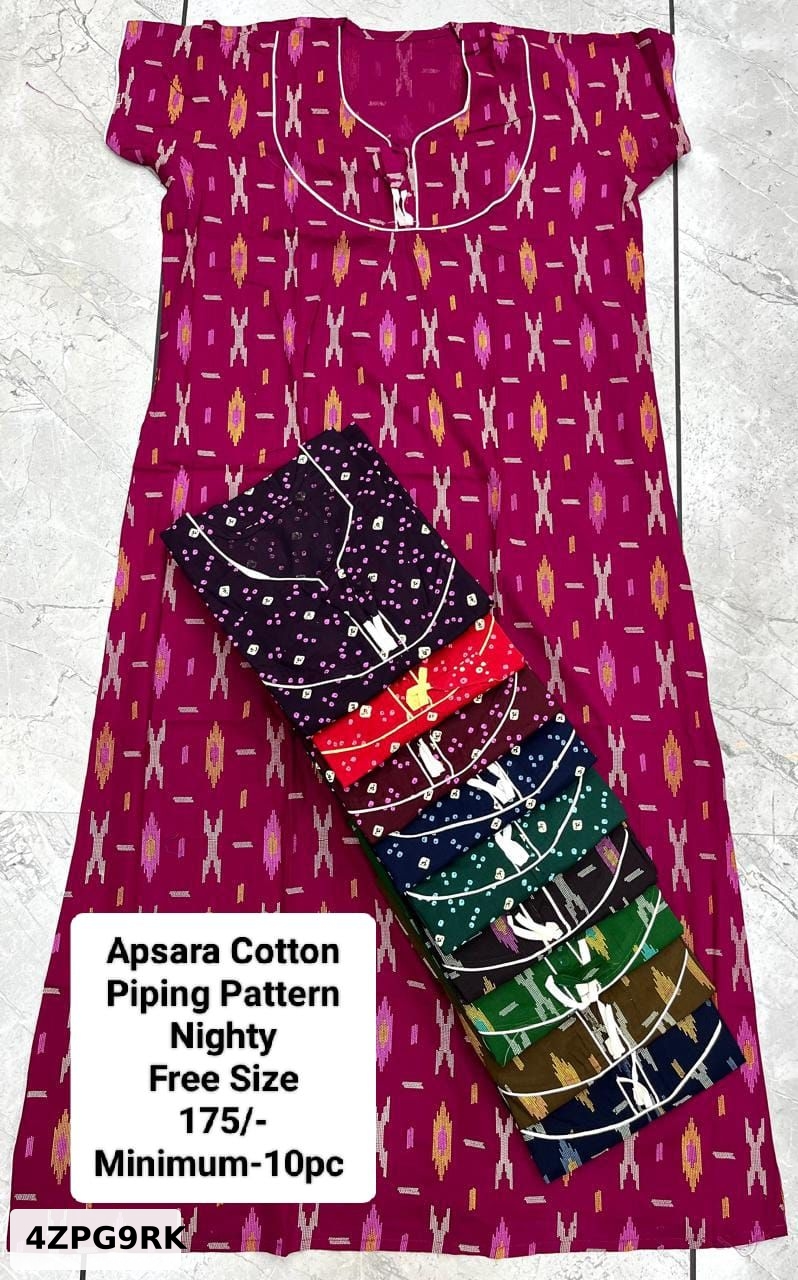 Apsara Cotton Piping Pattern Nighty