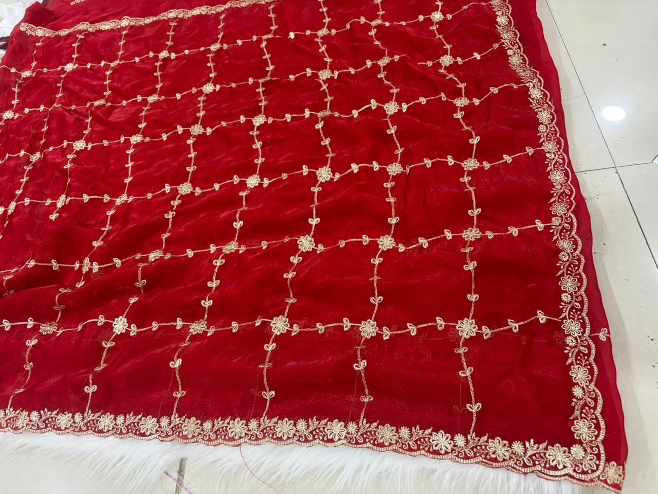 Swastik Special Sawan Yellow And Red Saree