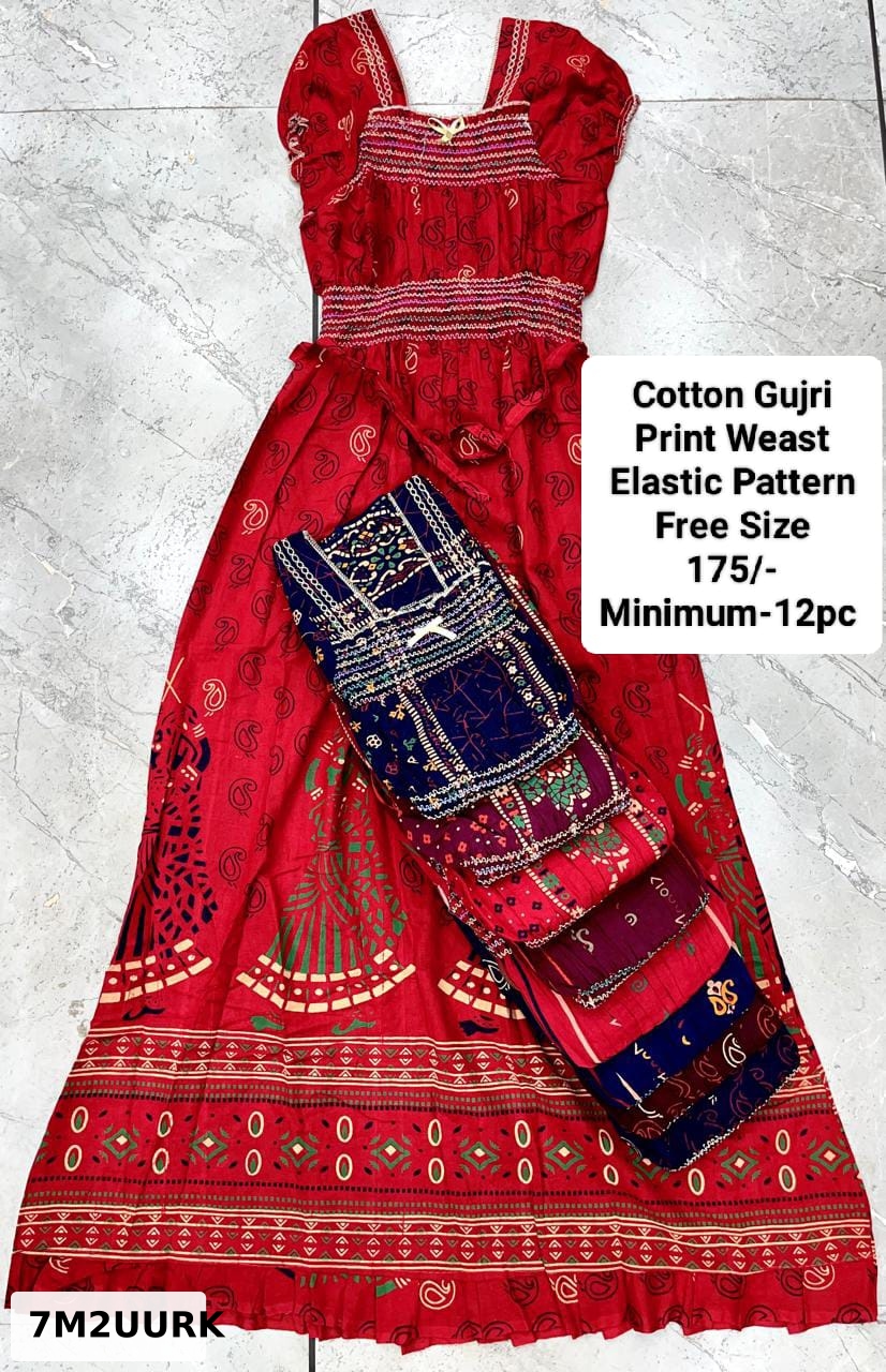 Cotton Gujri Print Waist Elastic Pattern