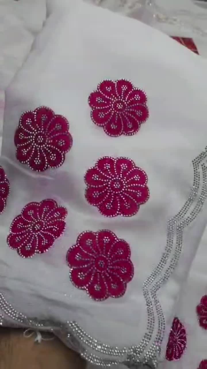 Pink Butterfly Sawan Saree Only White