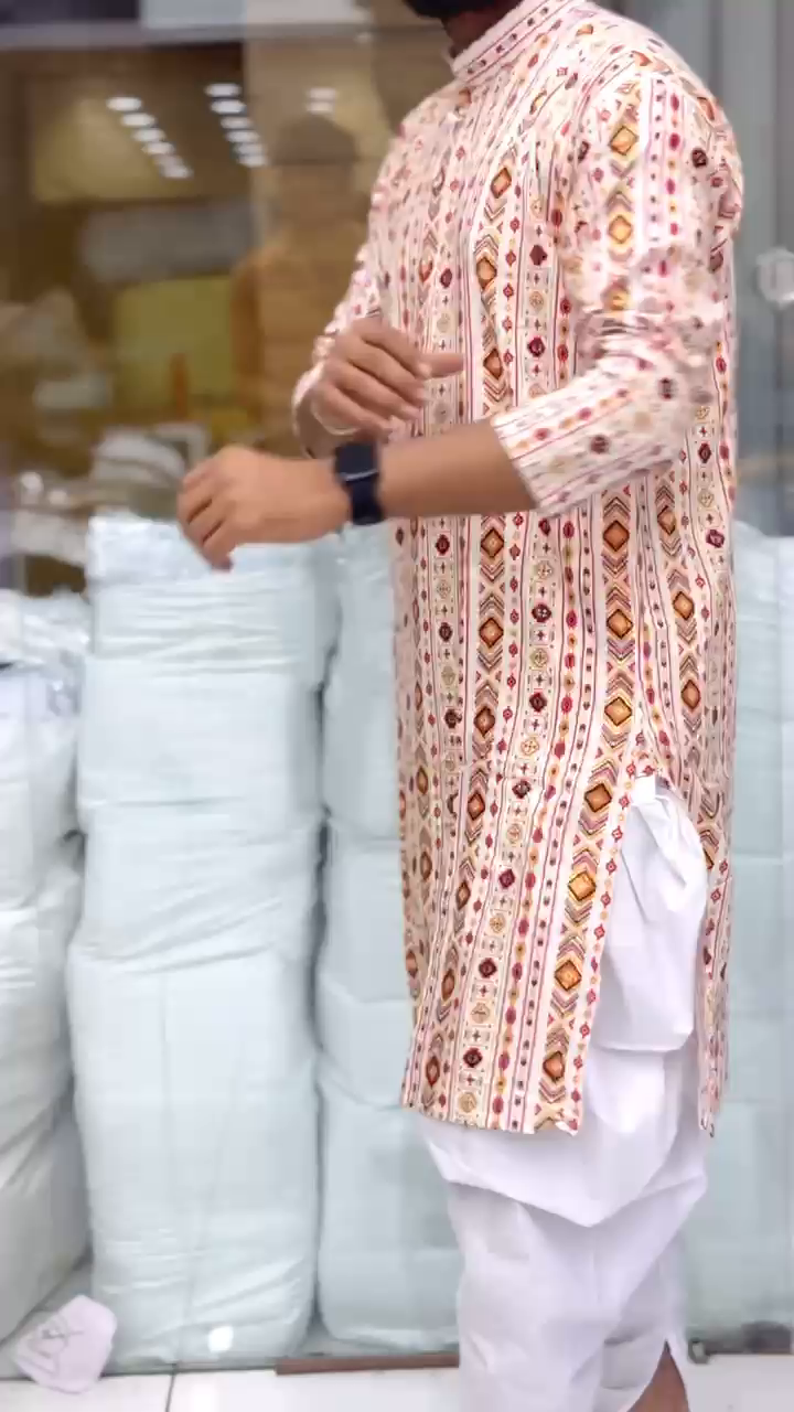 Men's Kurta Bandhani Print