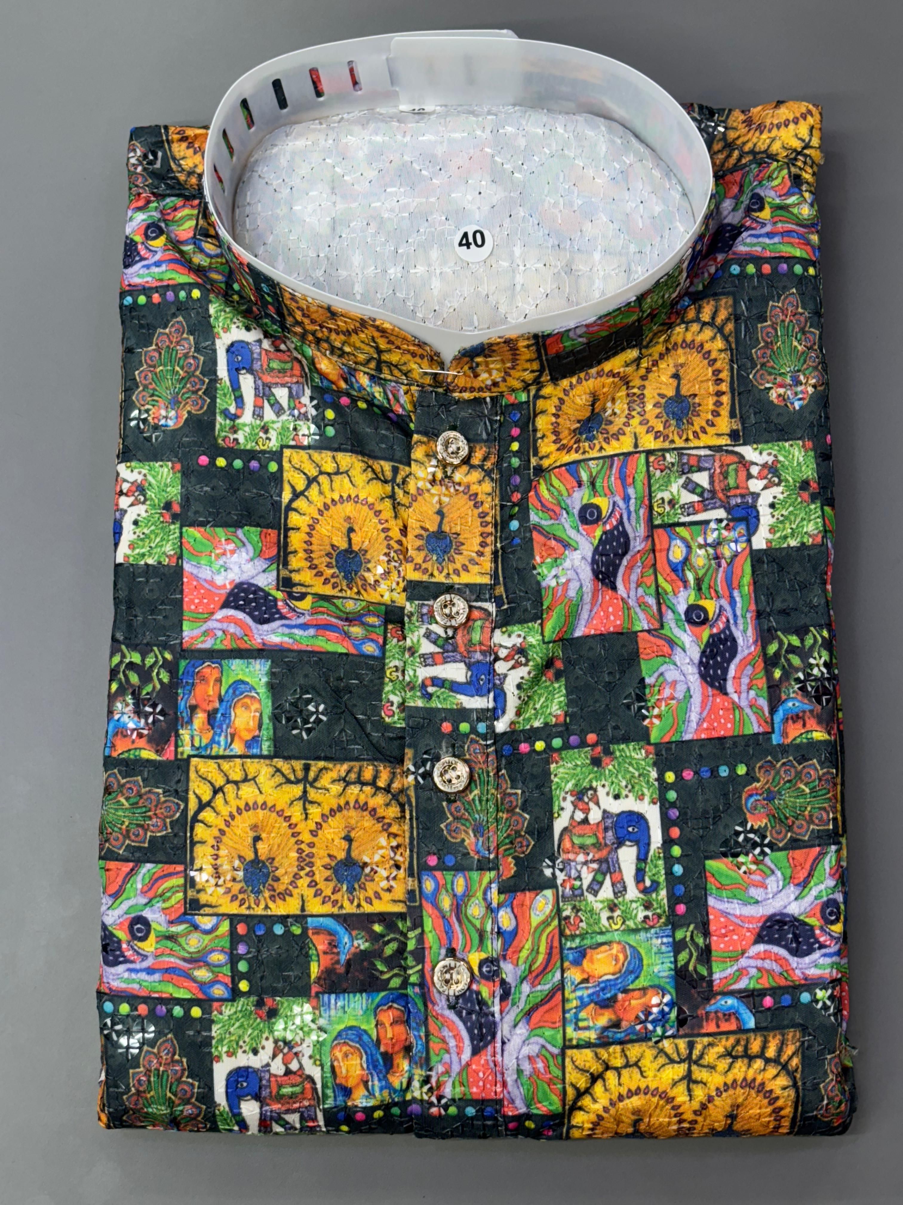 Position Print Fancy Crochet Kurta