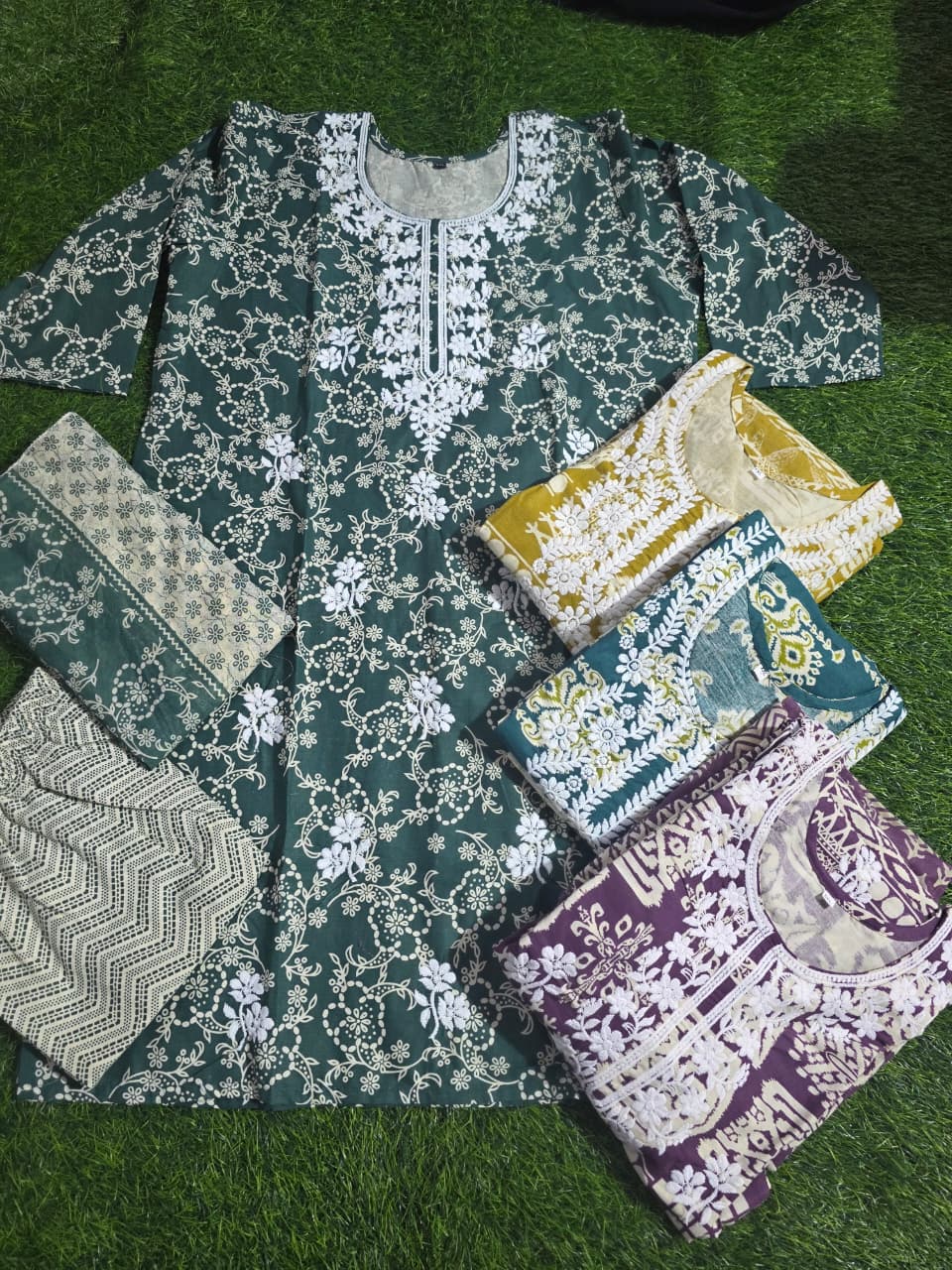 Lucknowi Work 3-Piece Big Size Collection Kurtis