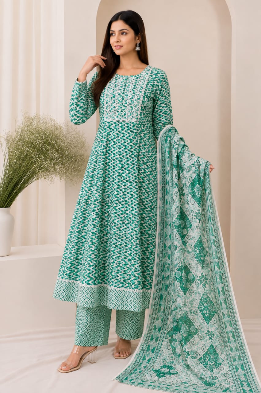 Anarkali Style Long Gown 3-Piece
