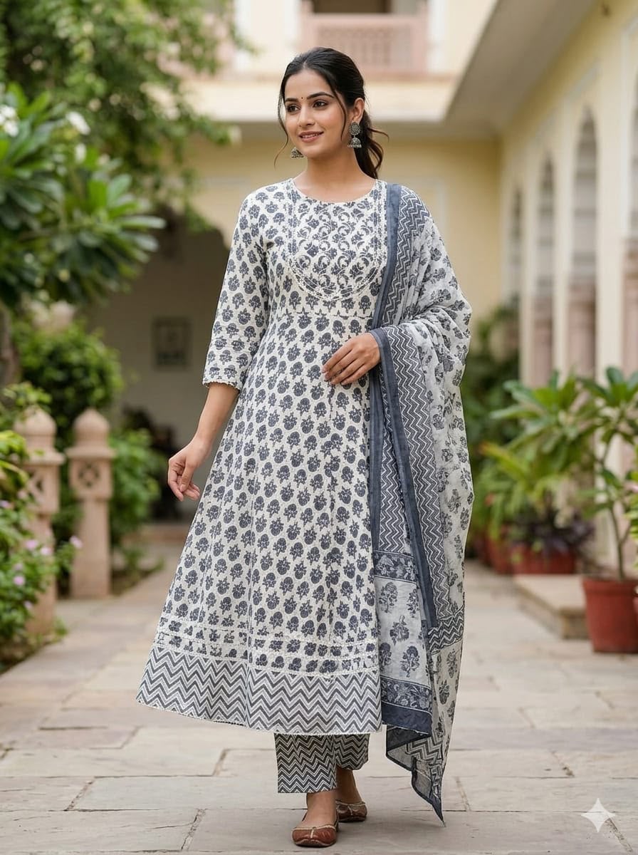 Cotton 3-Piece Gown Set