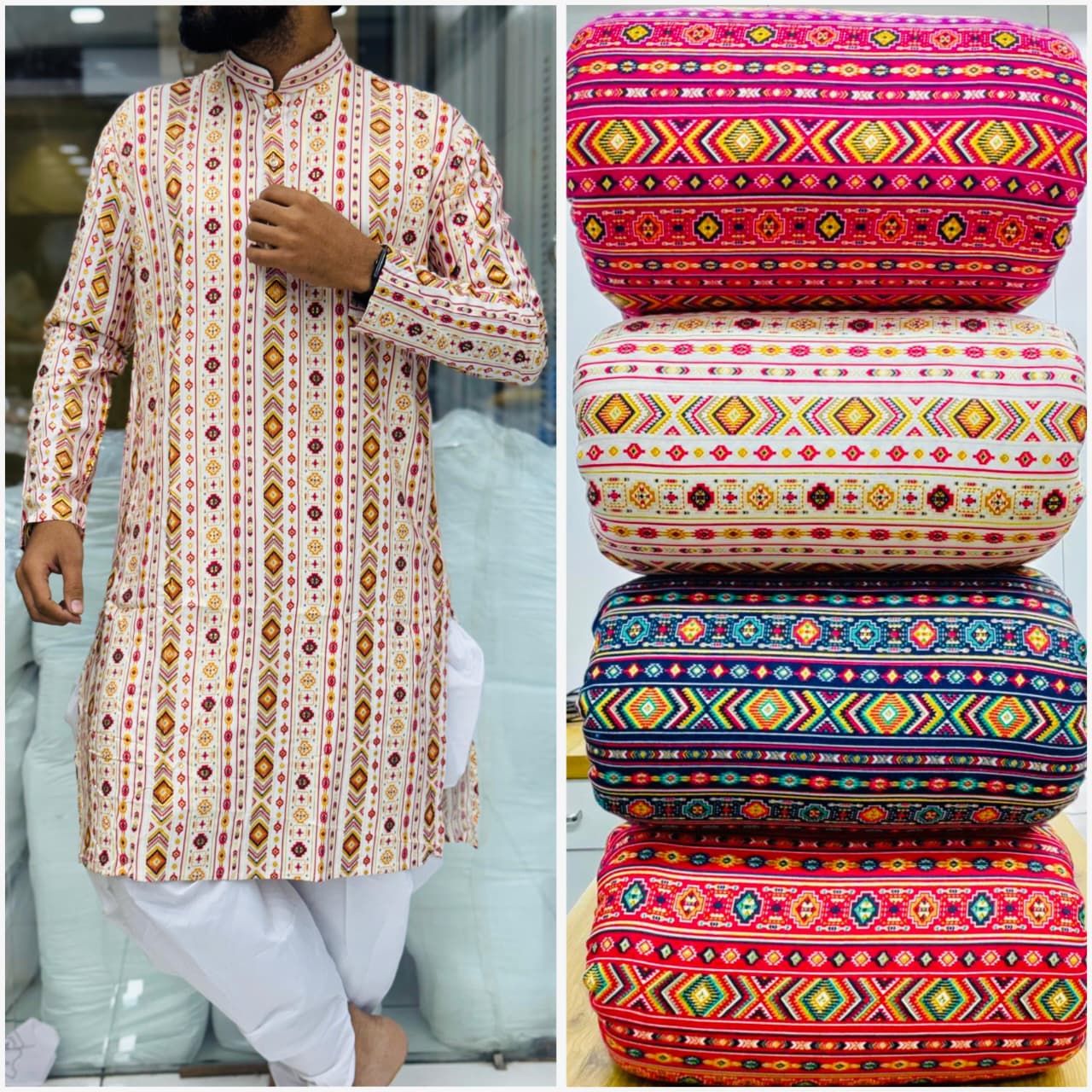 Men's Kurta Bandhani Print