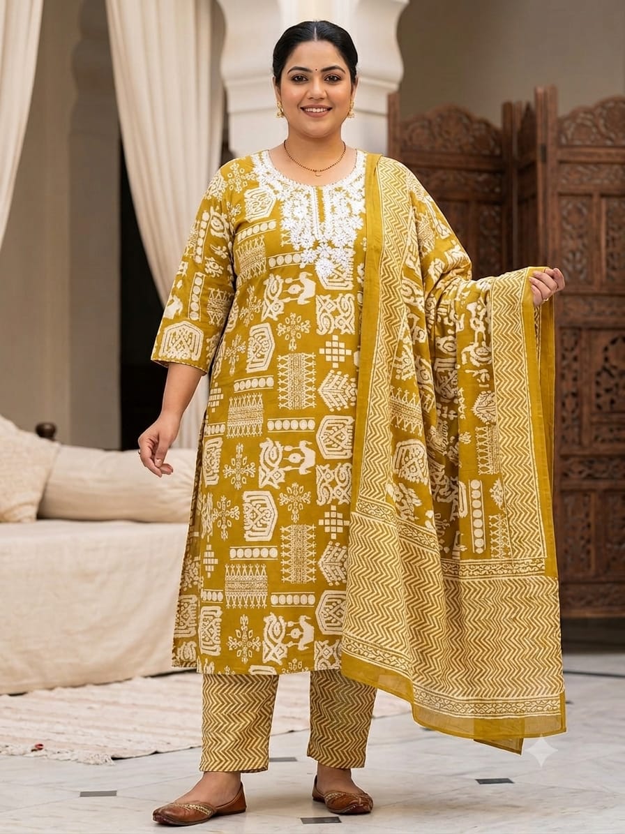 Lucknowi Work 3-Piece Big Size Collection Kurtis