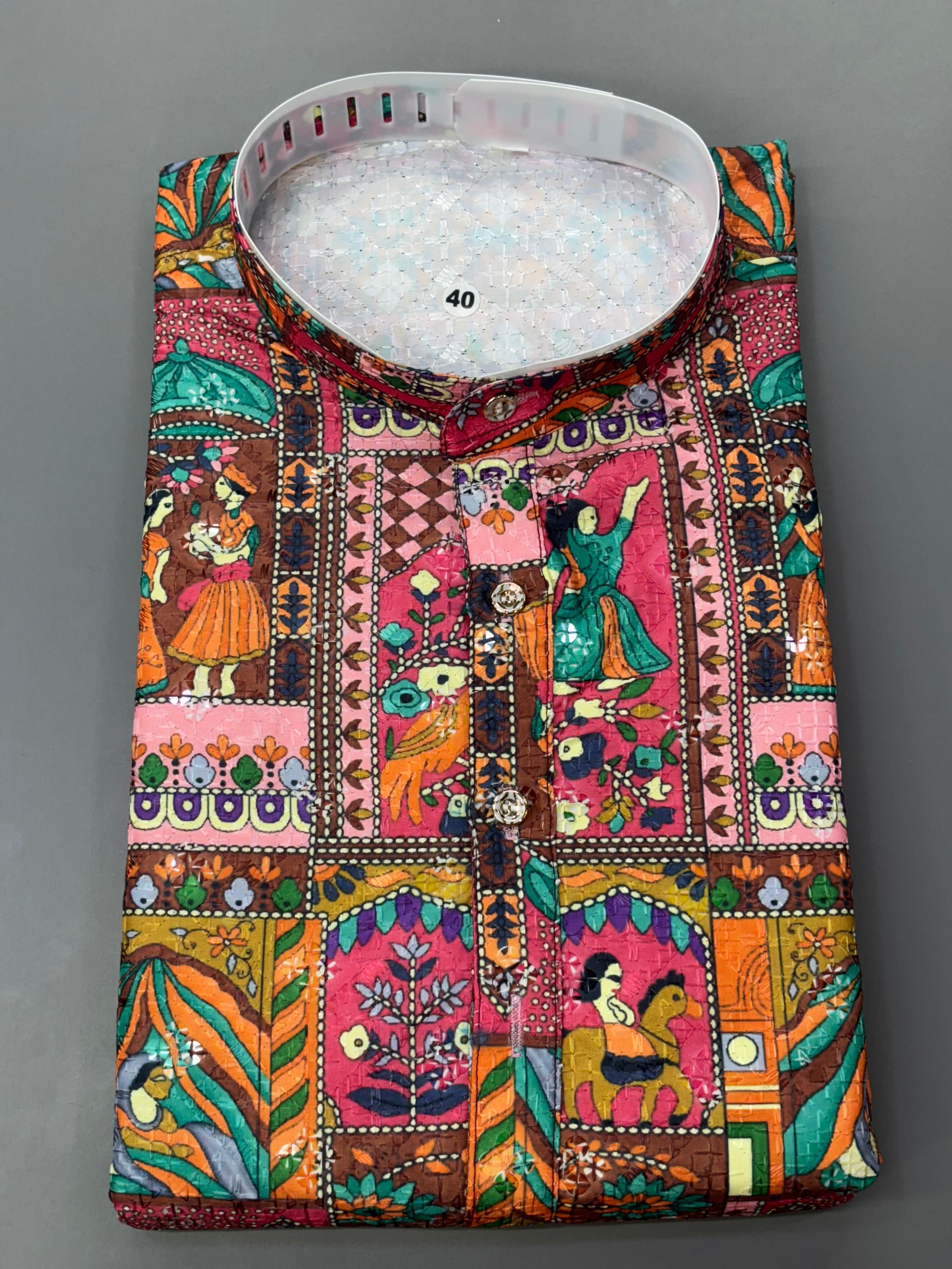 Position Print Fancy Crochet Kurta