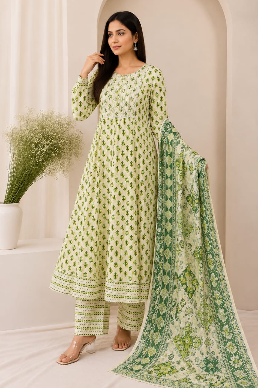 Anarkali Style Long Gown 3-Piece