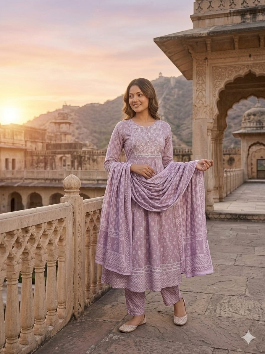 Cotton 3-Piece Gown Set