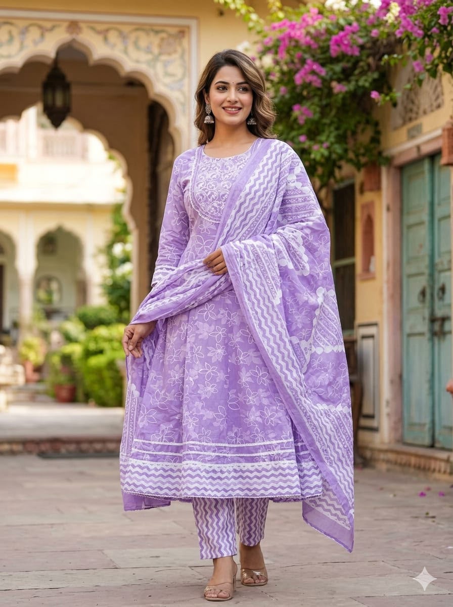 Cotton 3-Piece Gown Set