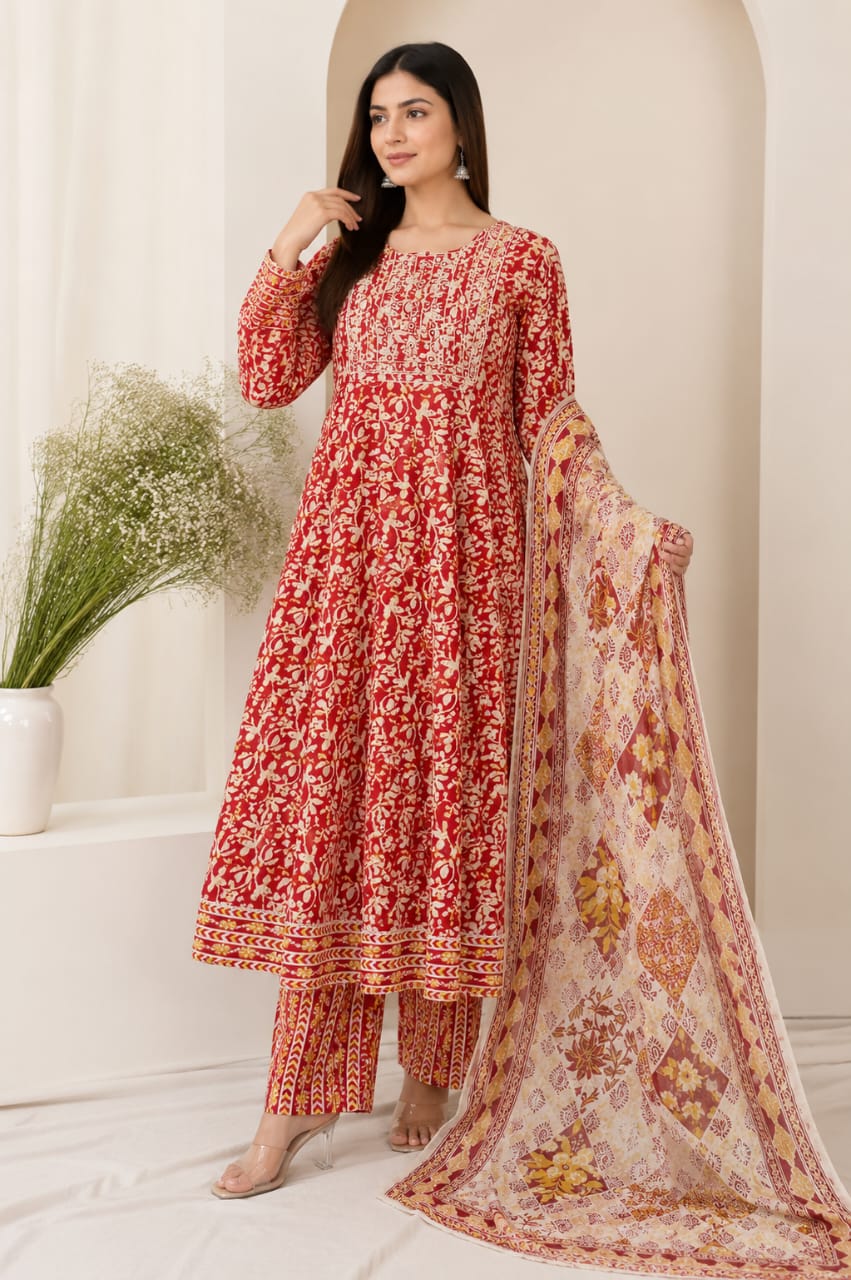 Anarkali Style Long Gown 3-Piece