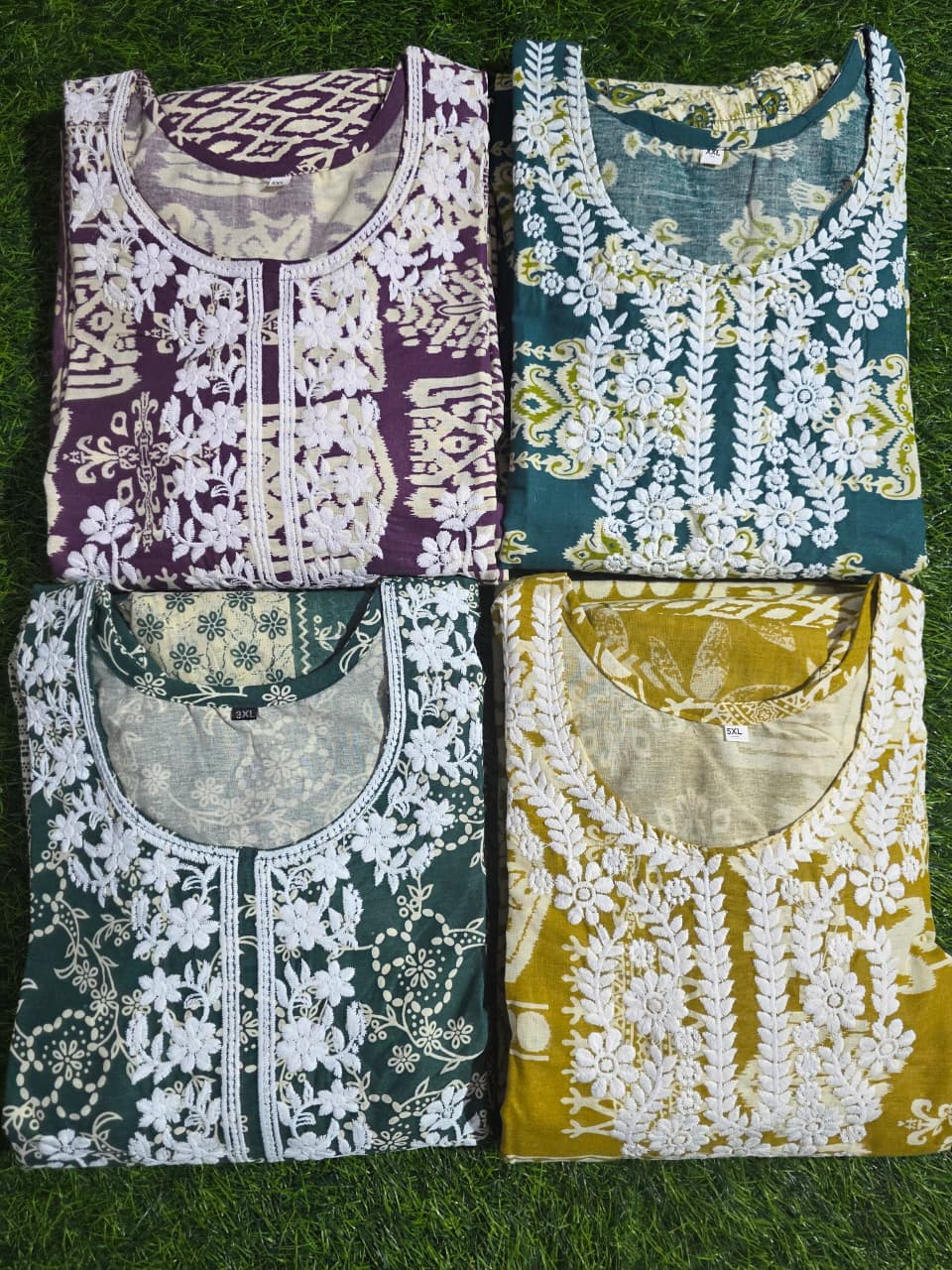 Lucknowi Work 3-Piece Big Size Collection Kurtis