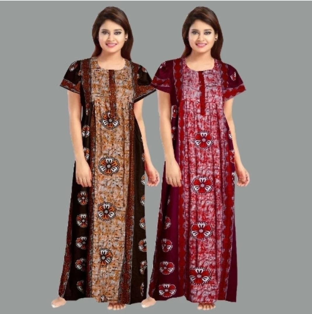 Cotton Nighty Gown - New Trending Colours, Fancy Designs