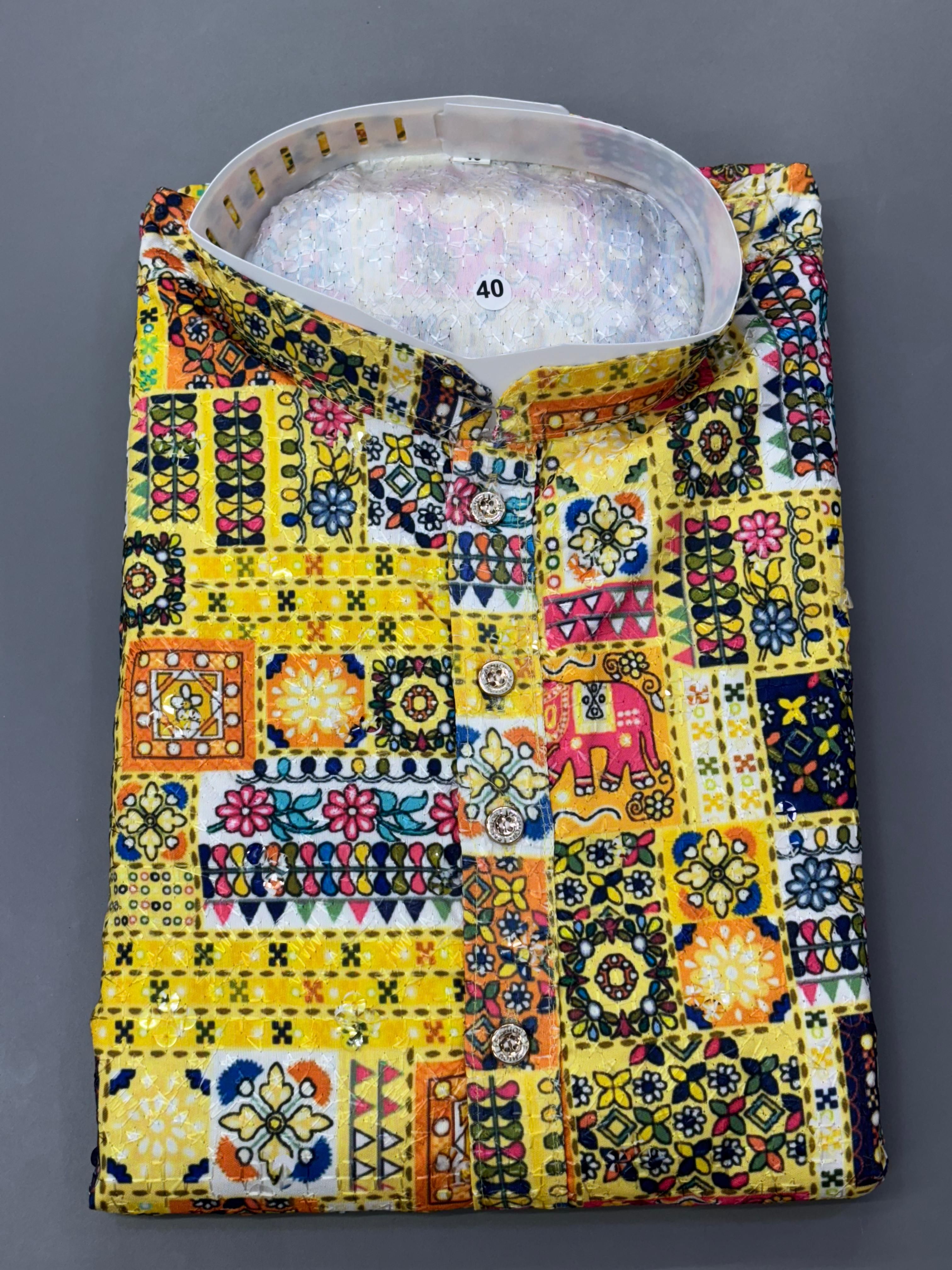 Position Print Fancy Crochet Kurta