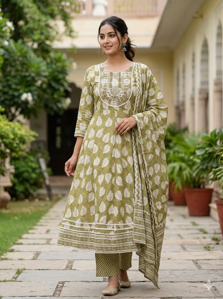 Cotton 3-Piece Gown Set