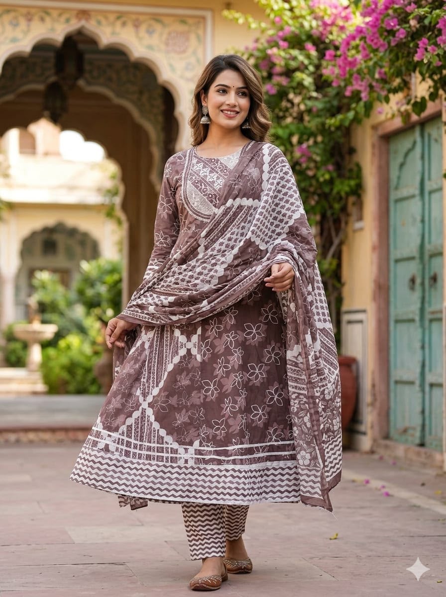 Cotton 3-Piece Gown Set