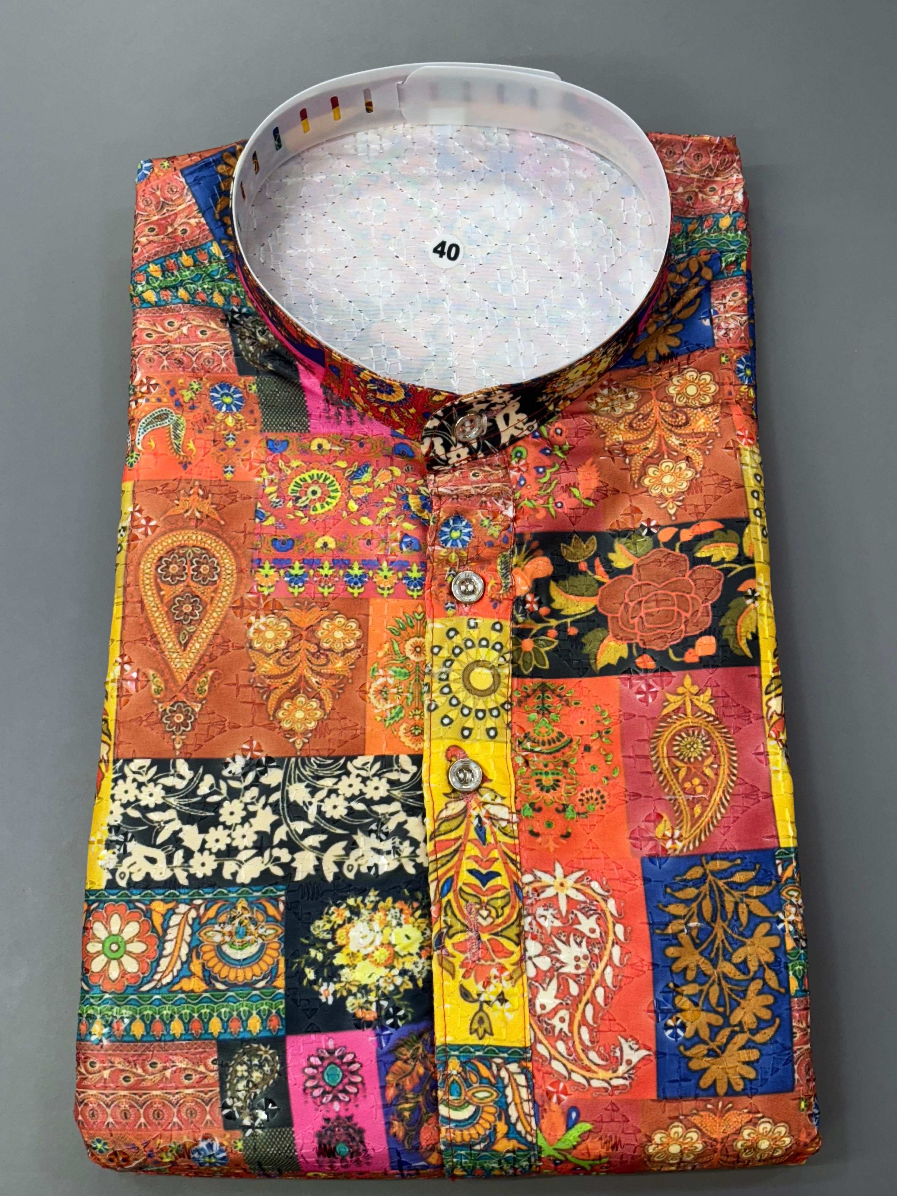 Position Print Fancy Crochet Kurta