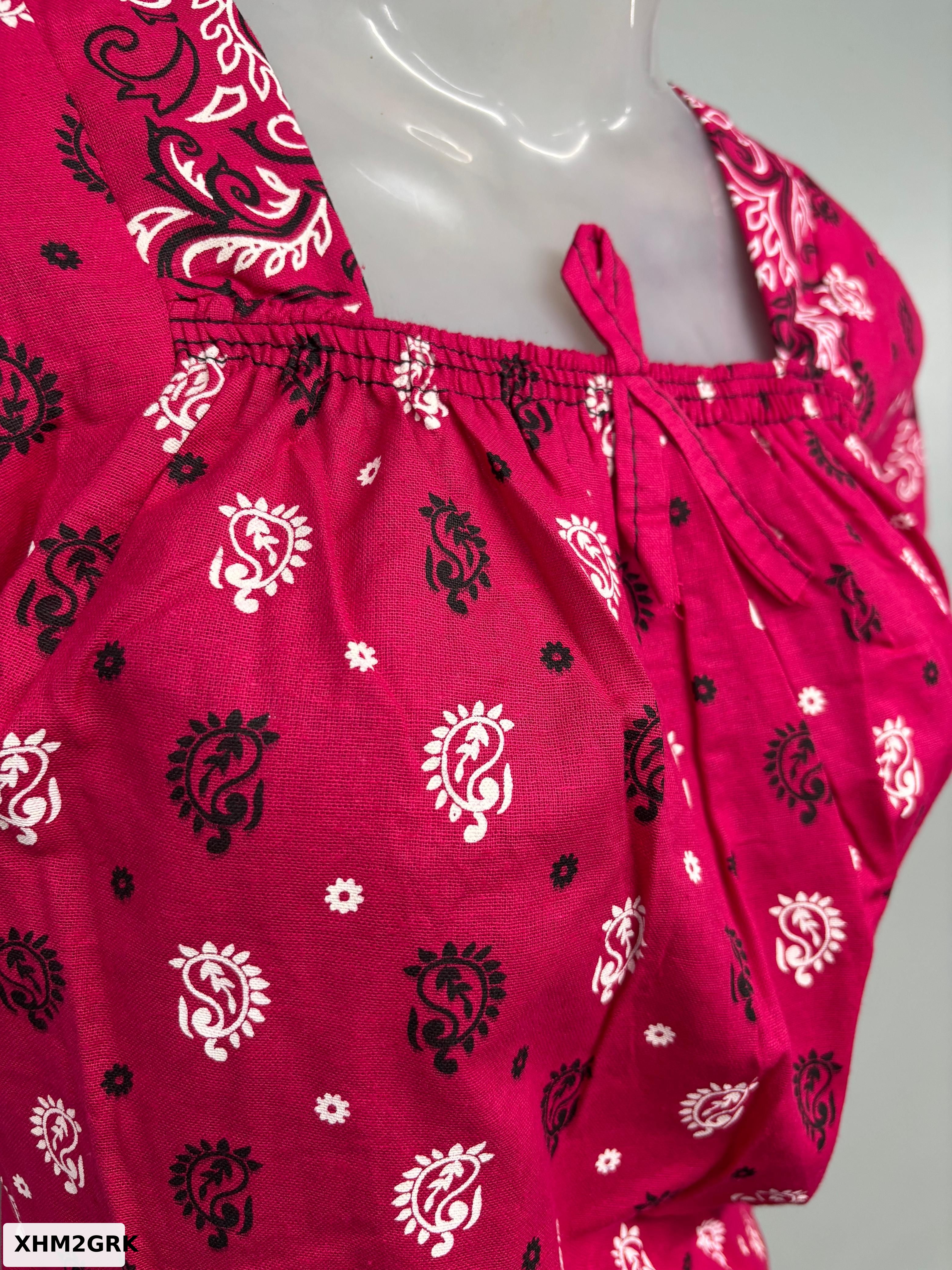 Cotton Carola Print Elastic Neck Nighty