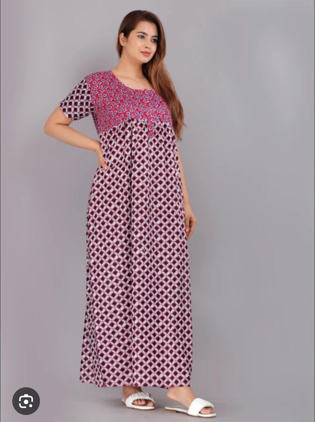 Cotton Nighty Gown - New Trending Colours, Fancy Designs