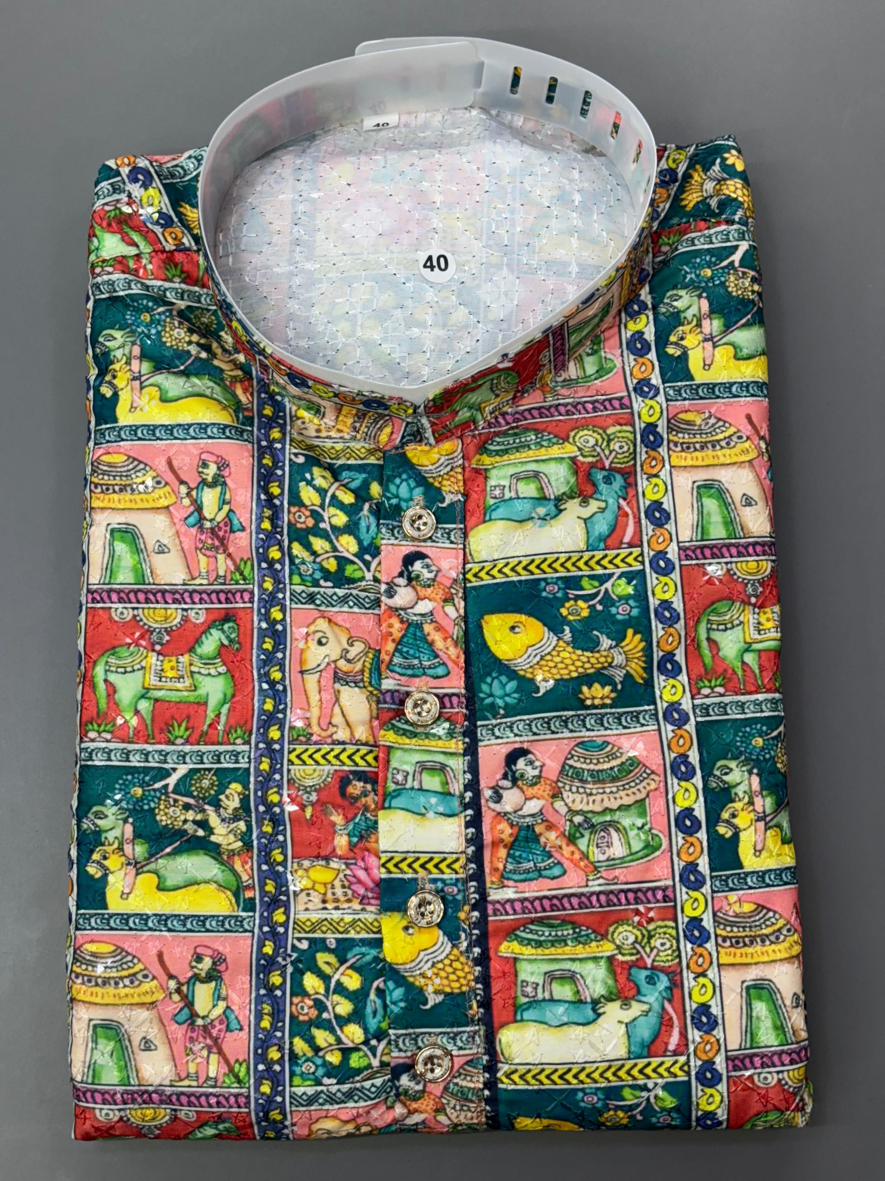 Position Print Fancy Crochet Kurta