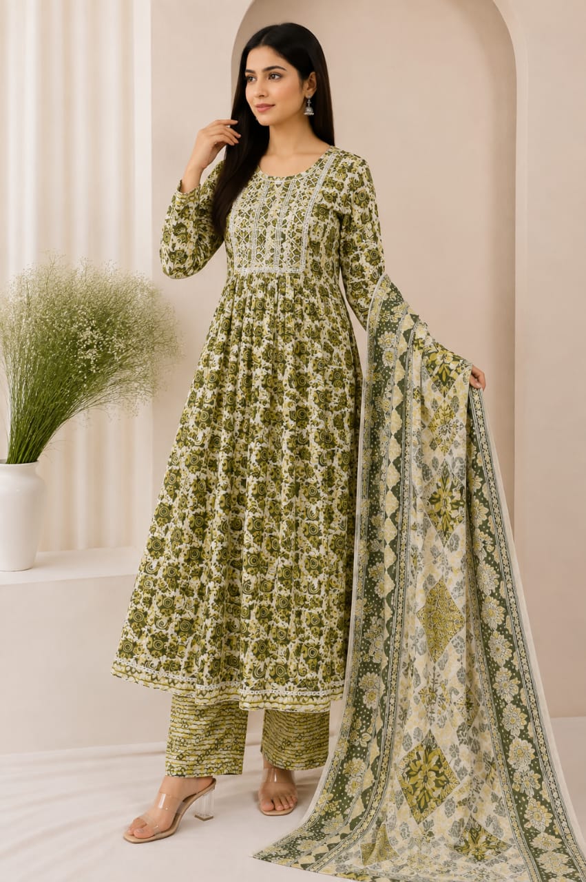 Anarkali Style Long Gown 3-Piece