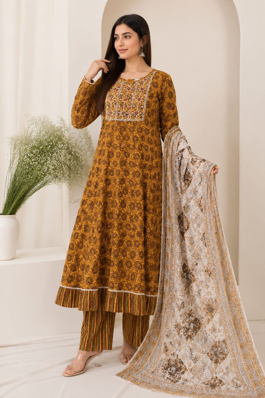 Anarkali Style Long Gown 3-Piece