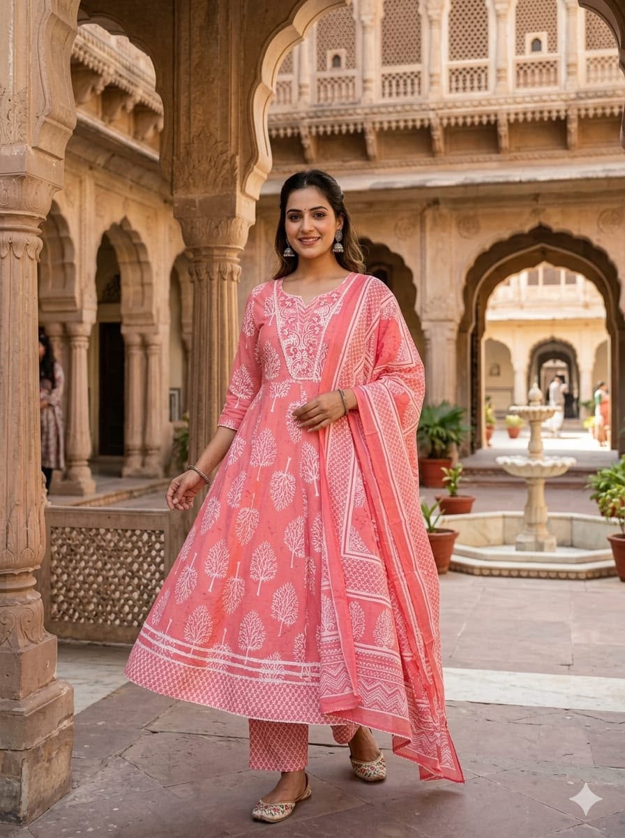 Cotton 3-Piece Gown Set