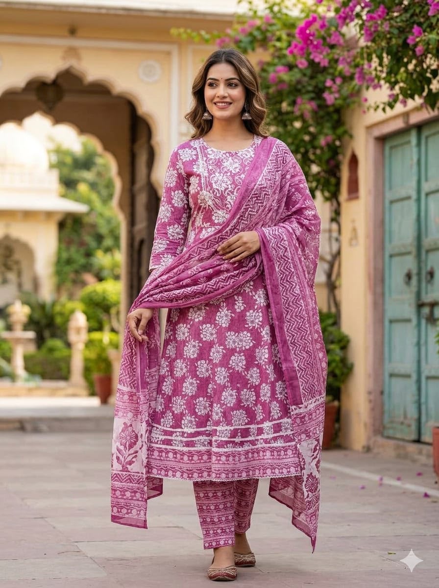 Cotton 3-Piece Gown Set