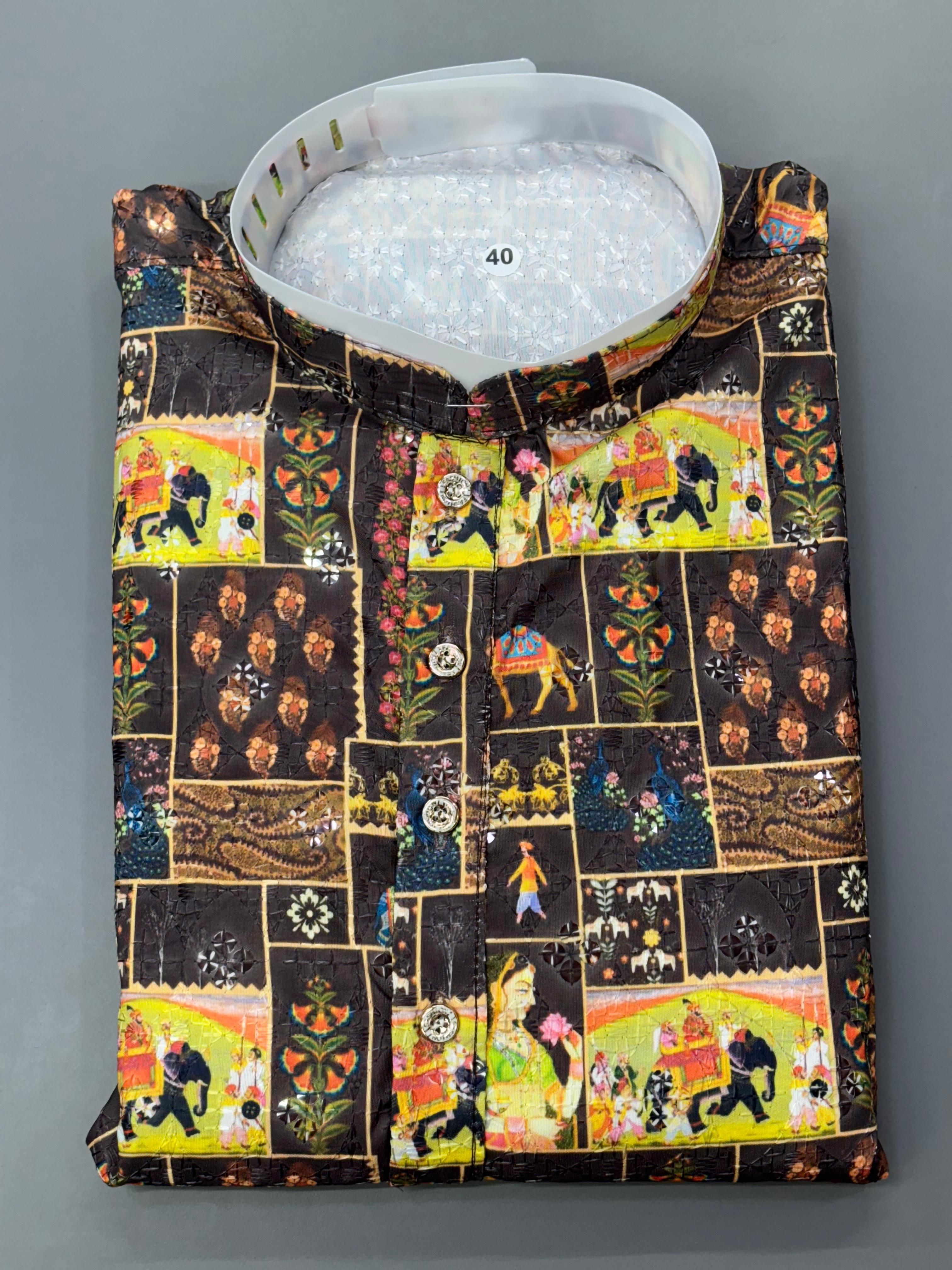 Position Print Fancy Crochet Kurta