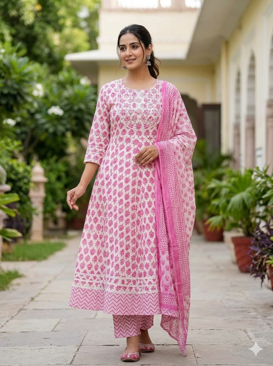 Cotton 3-Piece Gown Set