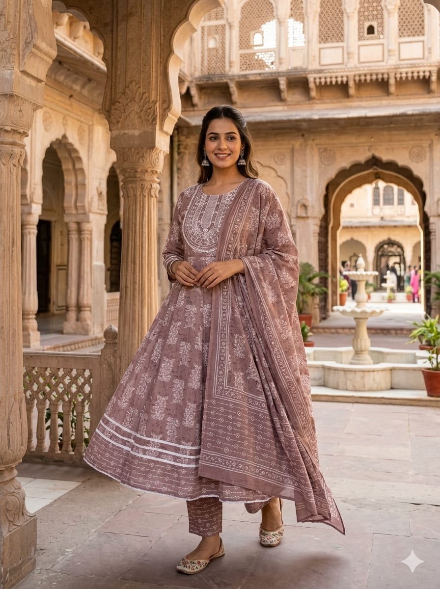Cotton 3-Piece Gown Set