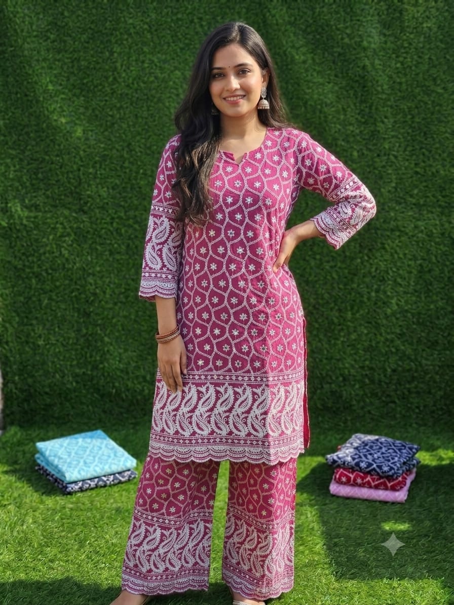 Fancy Chikan Work Co-Ord Set