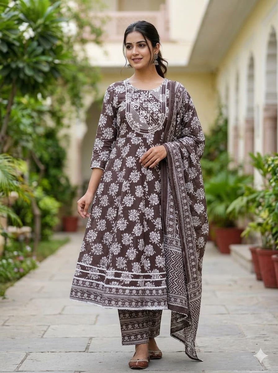 Cotton 3-Piece Gown Set