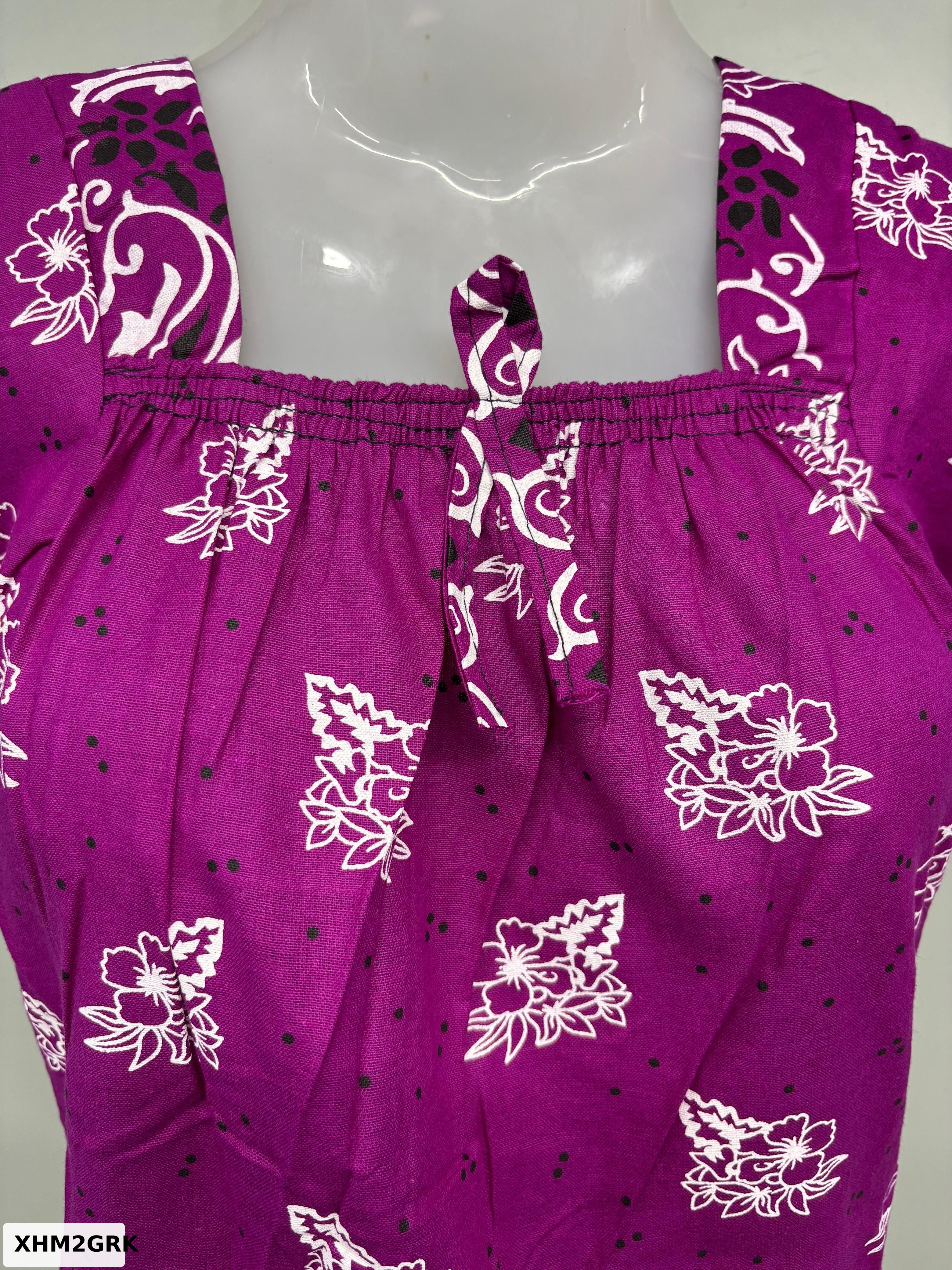 Cotton Carola Print Elastic Neck Nighty
