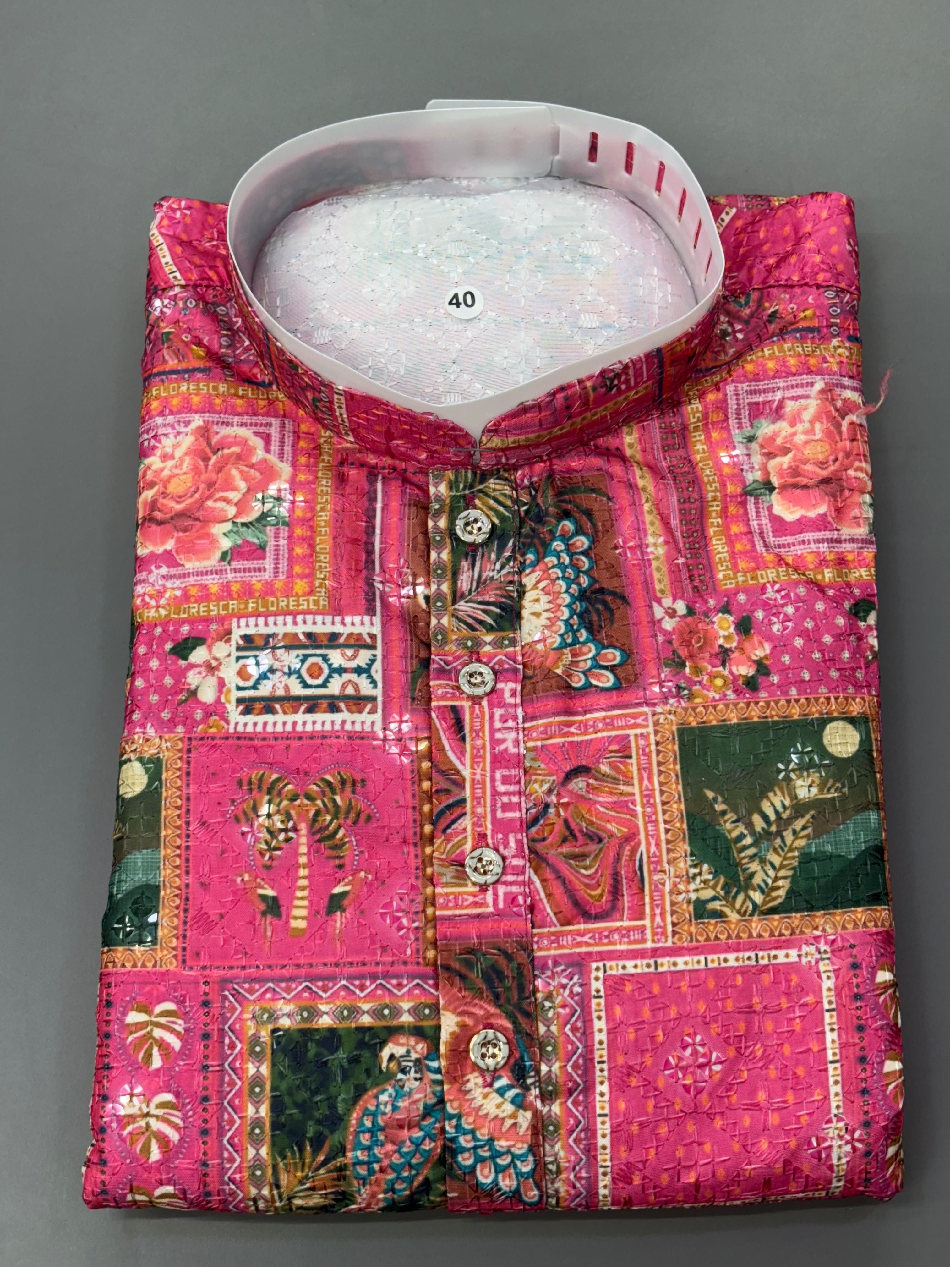 Position Print Fancy Crochet Kurta