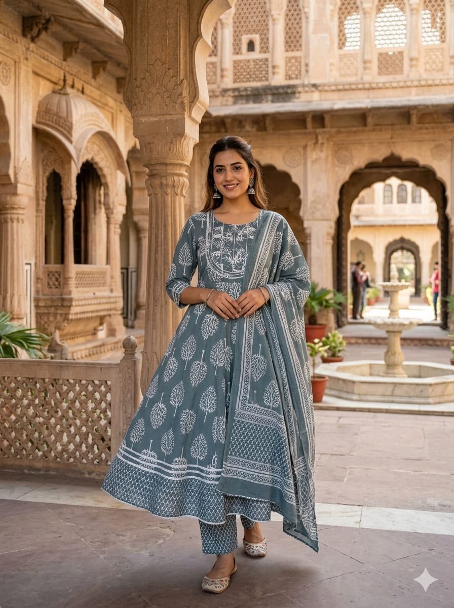 Cotton 3-Piece Gown Set