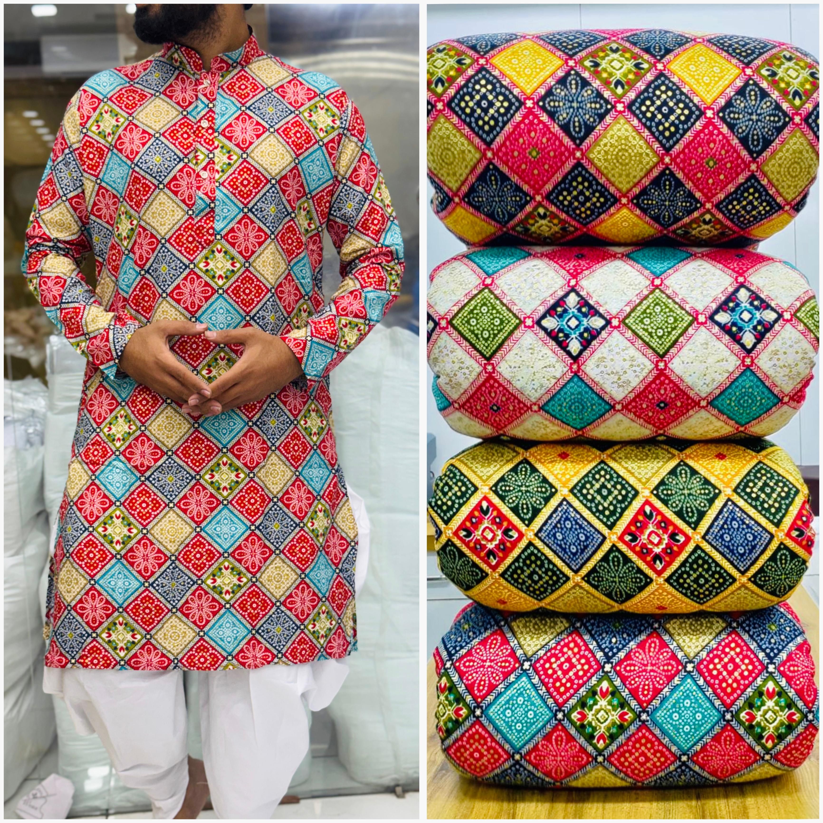 Men's Kurta Bandhani Print