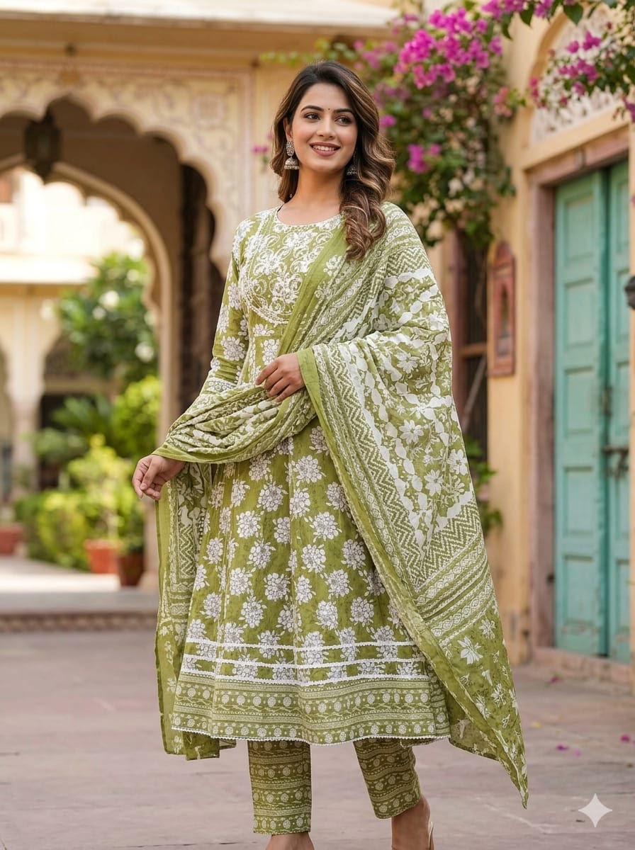 Cotton 3-Piece Gown Set