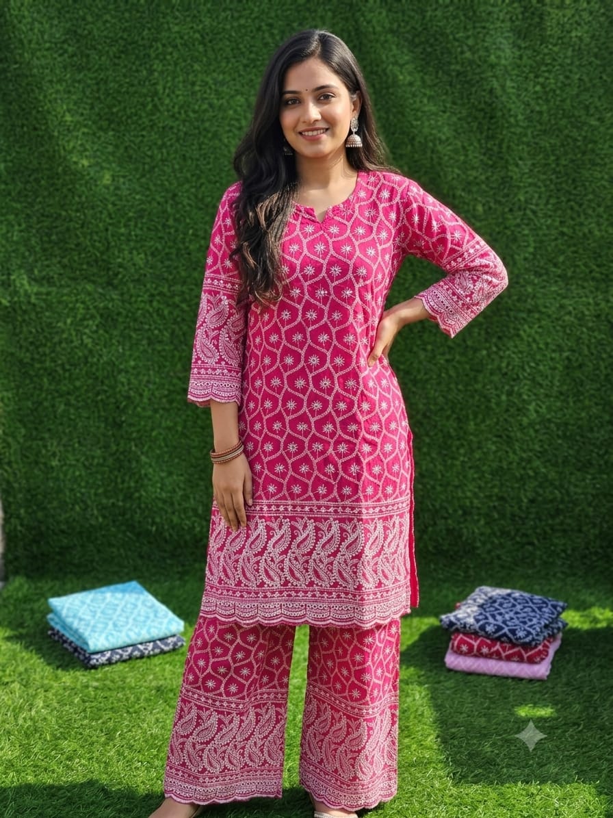 Fancy Chikan Work Co-Ord Set