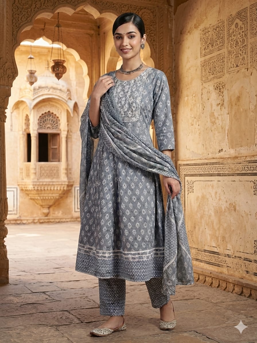 Cotton 3-Piece Gown Set