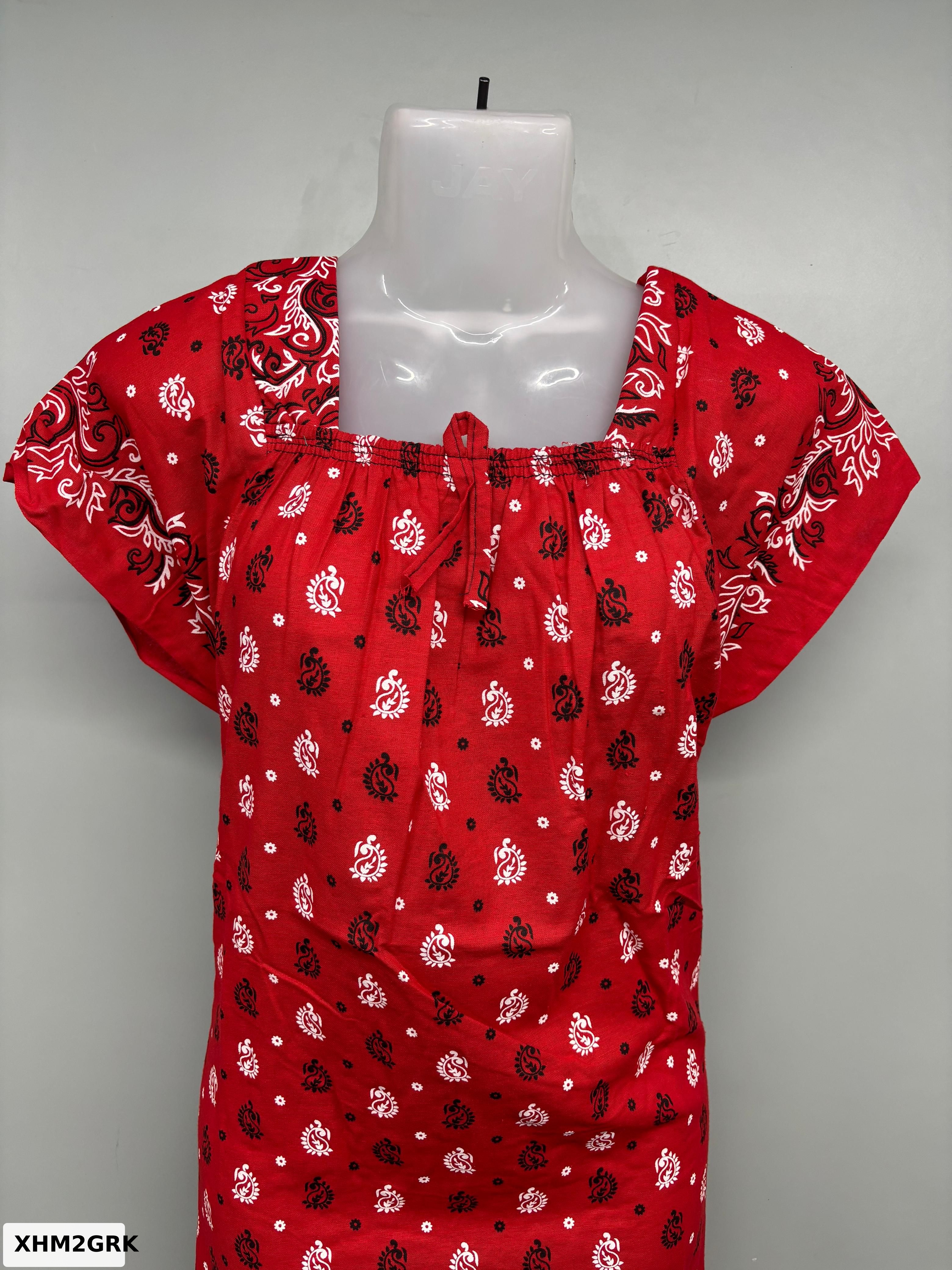 Cotton Carola Print Elastic Neck Nighty
