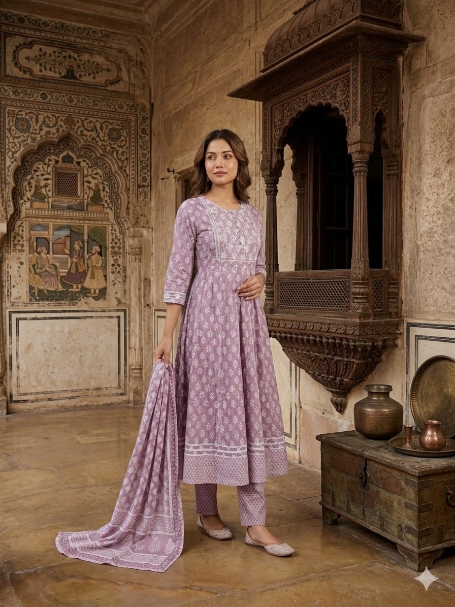 Cotton 3-Piece Gown Set