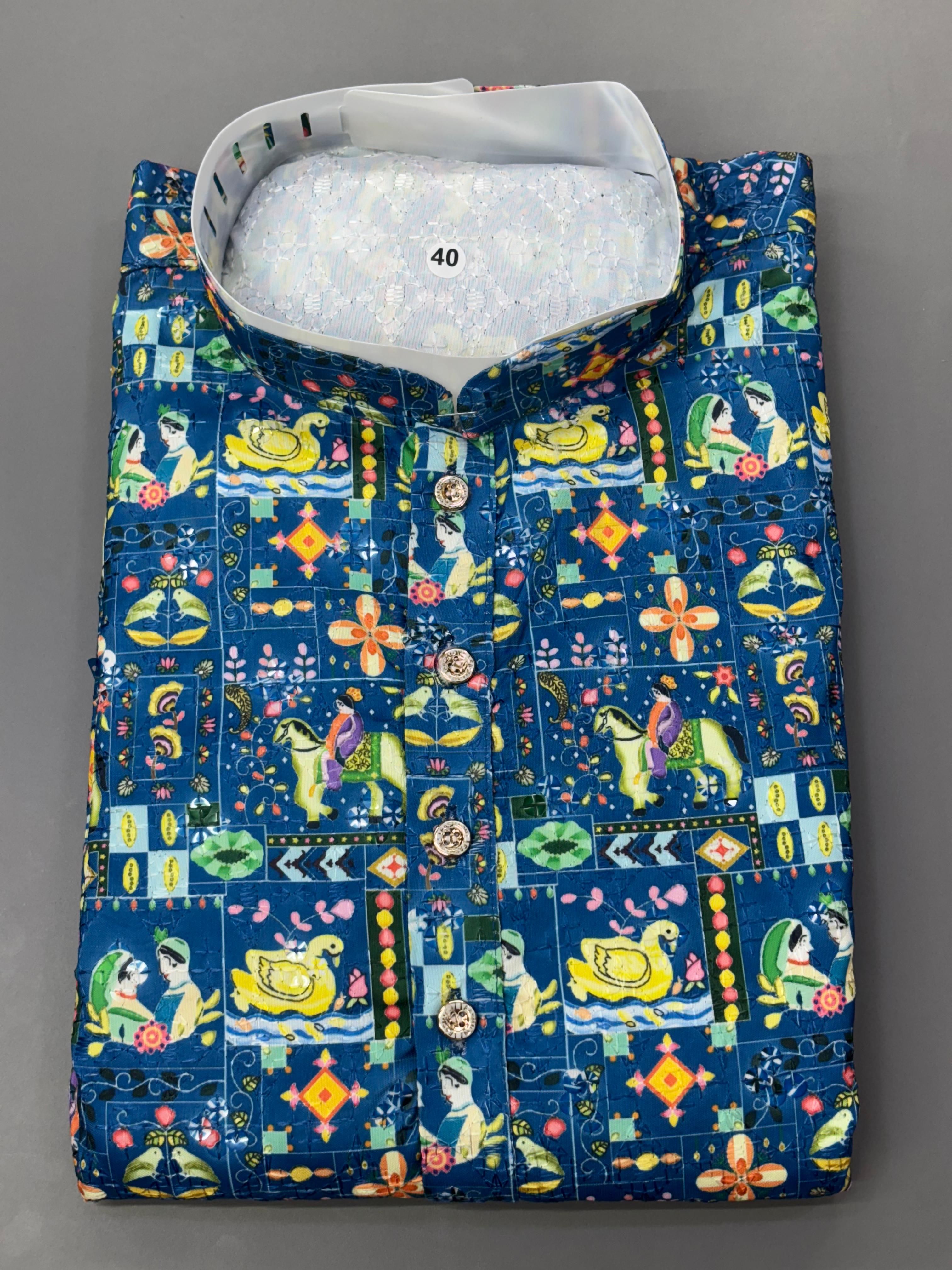 Position Print Fancy Crochet Kurta
