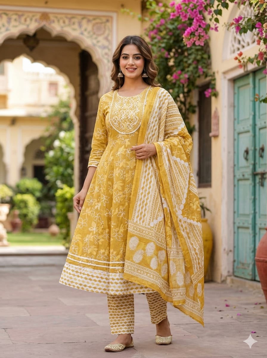 Cotton 3-Piece Gown Set