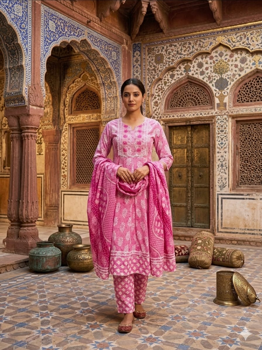 Cotton 3-Piece Gown Set