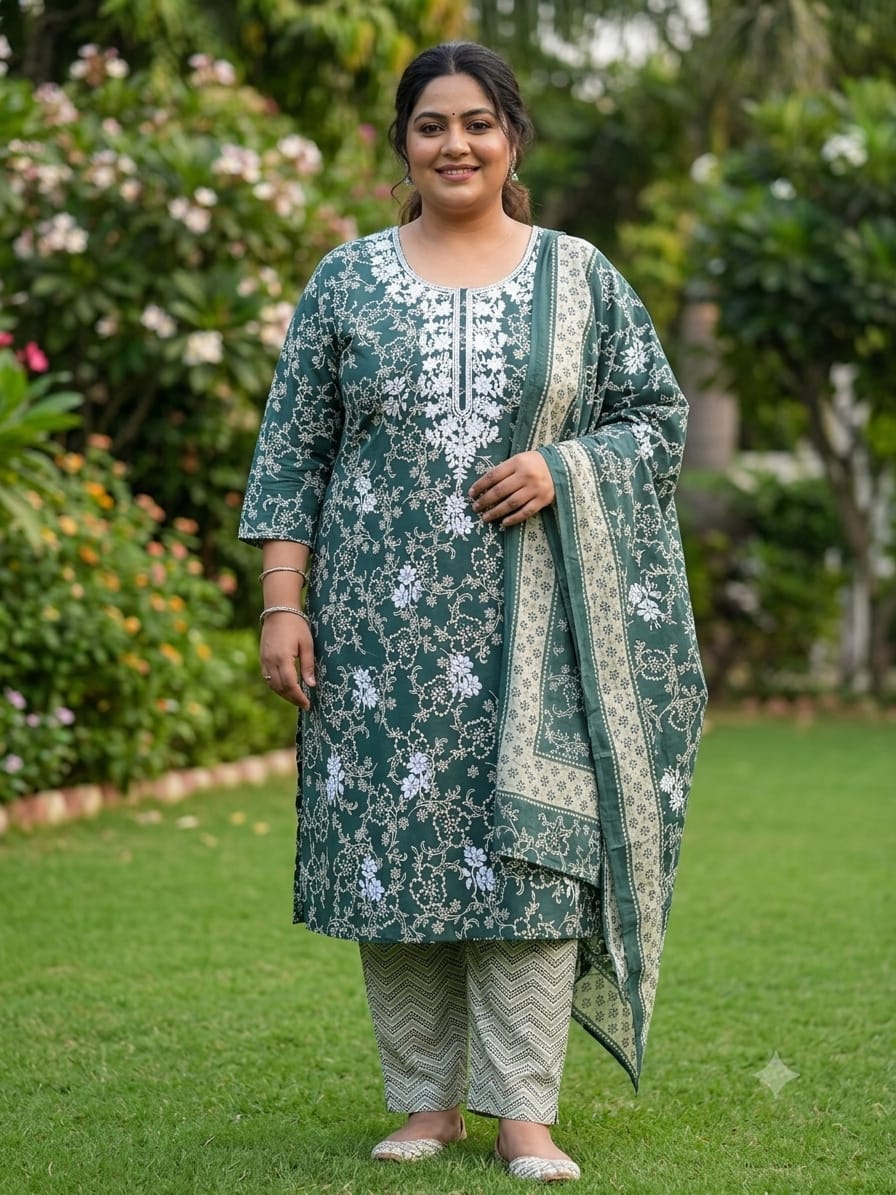 Lucknowi Work 3-Piece Big Size Collection Kurtis