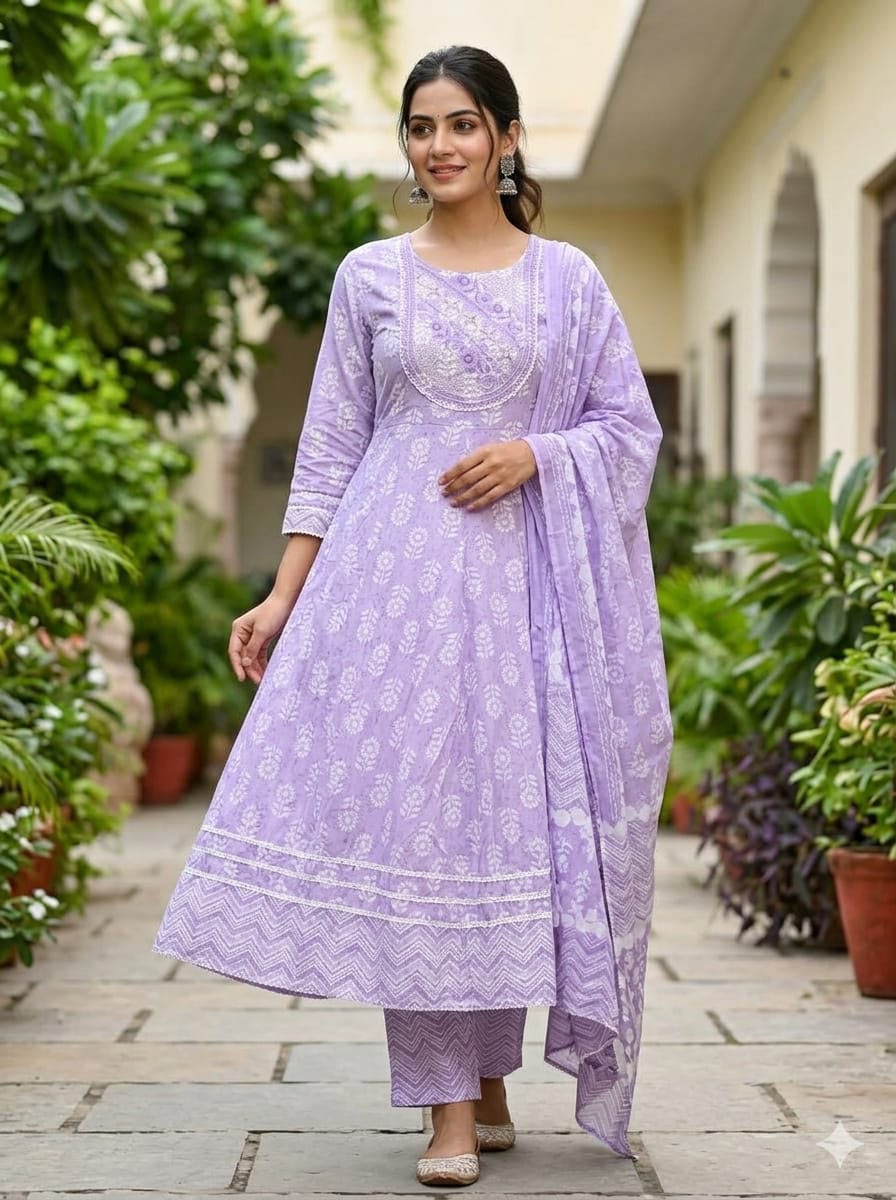 Cotton 3-Piece Gown Set